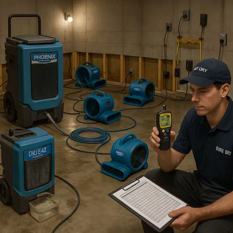 Structural Drying and Dehumidification process in West Feliciana Parish, LA